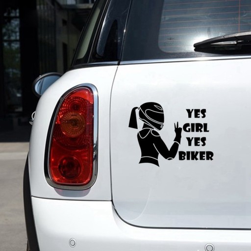 Autocollant oui fille oui biker