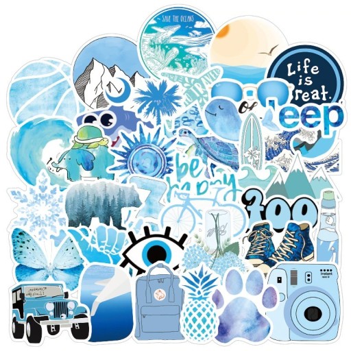 Autocollants bleus 50 pcs E254
