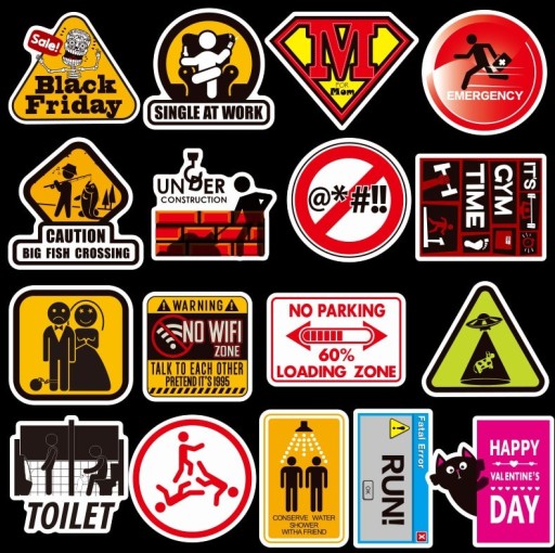 Autocollants d'avertissement 10/30/50 pcs E207