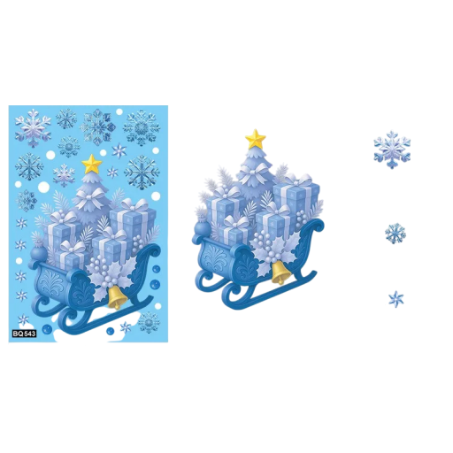 Autocollants de Noël pour fenêtre 20 x 30 cm Autocollants en PVC bleu avec motifs de Noël Flocons de neige et étoiles Différentes tailles Décorations réutilisables