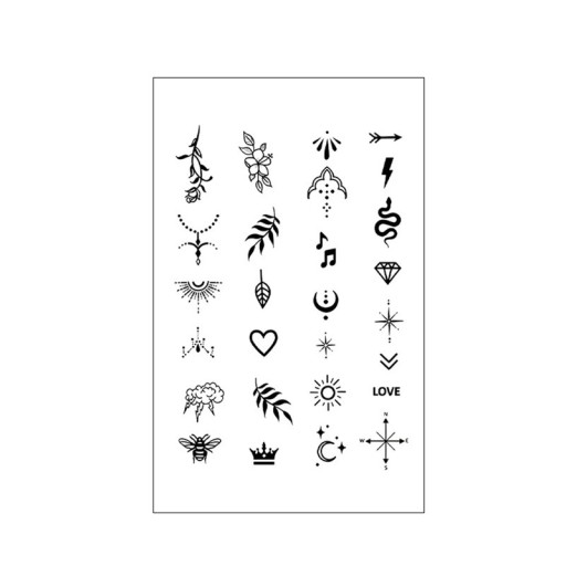 Autocollants de tatouage temporaire imperméables pour les doigts Feuilles Cœur Serpent Couronne Compas Diamant Tatouage minimaliste pour femmes