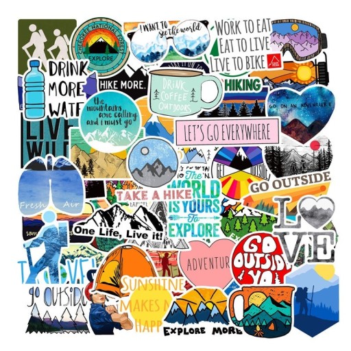 Autocollants de voyage 50 pcs E100