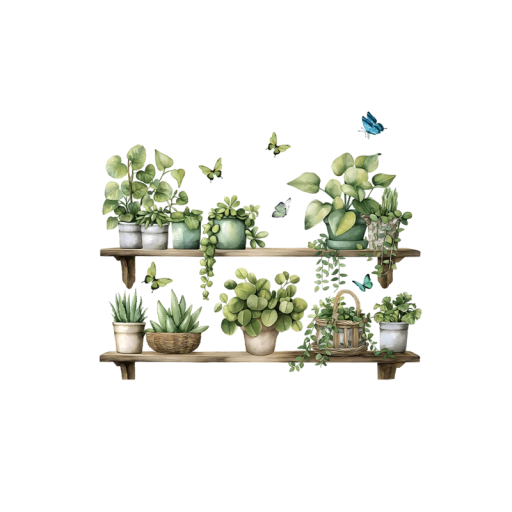 Autocollants muraux 60x40cm PVC Pots de fleurs et papillons Autocollant mural décoratif avec motif floral pour appartement