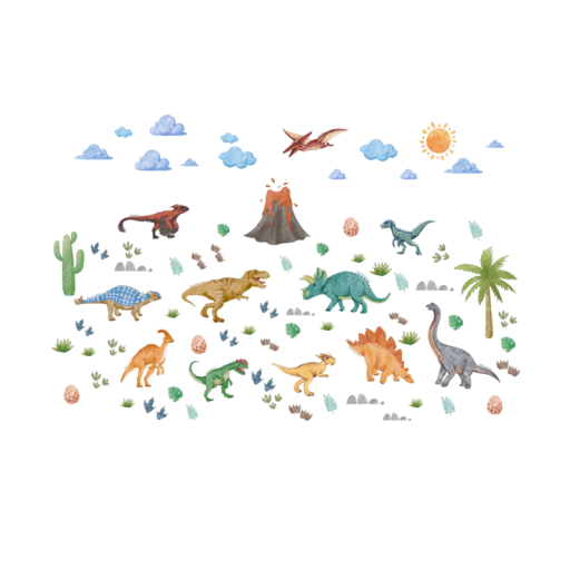 Autocollants muraux avec des dinosaures 127 x 76 cm décoration murale pour enfants en PVC effet 3D application facile