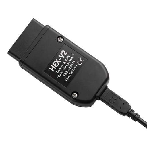 Autodiagnostik USB OBD V26.9 til VW Audi Škoda og Seat 1996 til 2023 med chip STM32F429 og K- og CAN-bus sort med engelsk software
