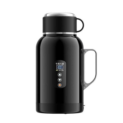 Autokonvice autóba 1300 ml érintőképernyős vezérléssel és 25 °C-tól 100 °C-ig terjedő hőmérséklet-szabályozással 12 V és 24 V fekete, kupakkal, ami csészékként használható