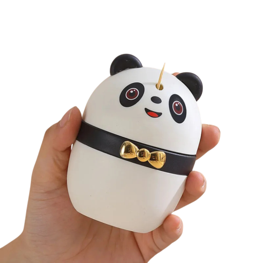 Automaattinen hammastikkujakaja panda-napilla 10 × 7,5 cm muovinen musta-valkoinen hammastikkujakaja pöydälle ja keittiöön