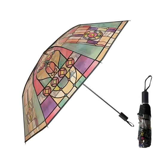 Automaattinen sateenvarjo 106 x 96 x 56 cm Vitraažimuotoilu Pitkä kahva Läpinäkyvä tyylikäs sateenvarjo sateelta Tyylikäs lisävaruste