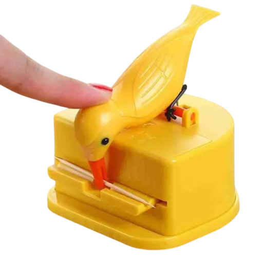 Automatic Toothpick Dispenser with Yellow Bird Plastic Kitchen and Dining