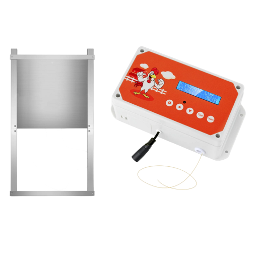 Automatická dvířka ke kurníku s příslušenstvím Samootvírací slepičí dvířka s dálkovým ovladačem 58 x 32 cm