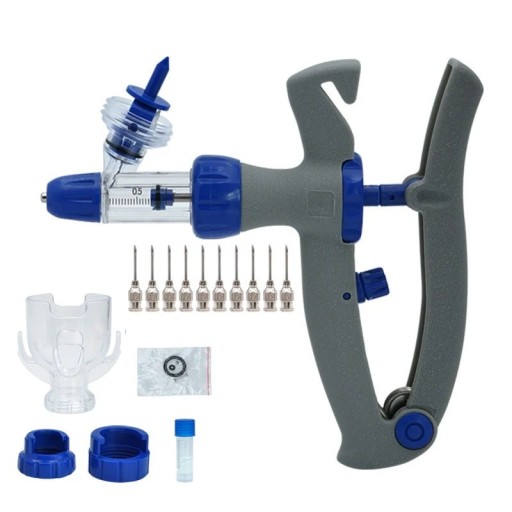 Automatická očkovací stříkačka 1 ml ocelový píst polymerová rukojeť napojení na lahvičku do 100 ml pro hospodářská zvířata