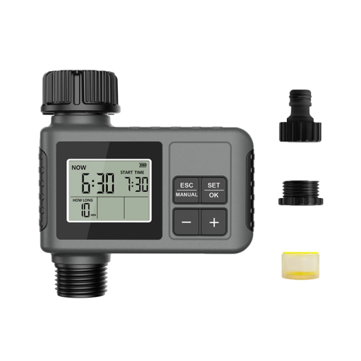 Automatický zavlažovací časovač s LCD displejem IPX7 Voděodolný na 3/4" kohoutek a hadici 2x AA baterie Výdrž až 1 rok