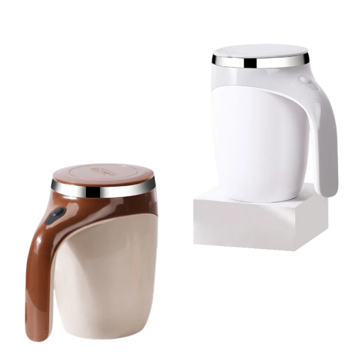 Automatischer Mischbecher mit Deckel 400 ml wiederaufladbarer Edelstahl weißer elektrischer Becher für Kaffee Kakao Proteingetränke