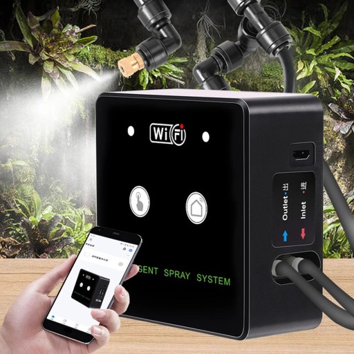 Automatischer Sprüher für Terrarien mit WiFi 84,5 mm ABS und Kupfer schwarz mit 2 Düsen zur Bewässerung und Befeuchtung von Pflanzen