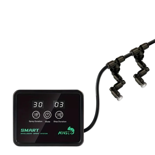Automatischer Sprühnebel für Terrarien mit Timer 10 x 8 cm USB 5V schwarz mit 2 Düsen für Nebelung und Bewässerung von Pflanzen