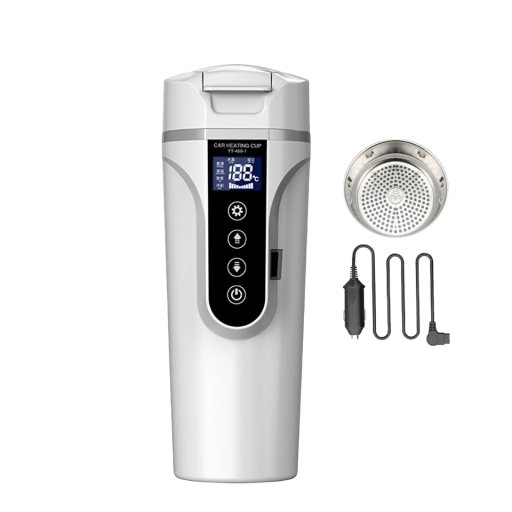 Auton lämmitysmuki 12V 24V 450 ml 30–100 °C 15 A 6,5 x 22,5 cm Ruostumaton teräs 304 Kosketusnäyttö Vakio lämpötila Nopea lämmitys