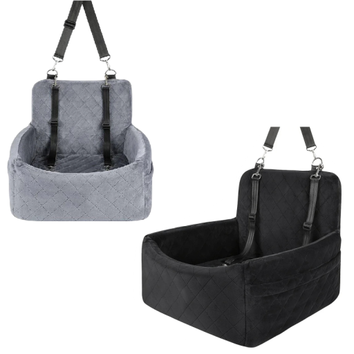 Autosedață pentru câini și pisici de până la 9 kg cu suprafață din pluș, curele de siguranță și buzunare laterale, 45 x 45 x 20 cm, pentru mașină în excursii