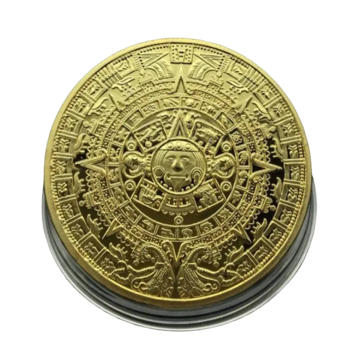 Aztec Pozłacany Kalendarz Majów Pozłacana moneta Pamiątkowa Meksykańska Piramida Moneta 4 cm