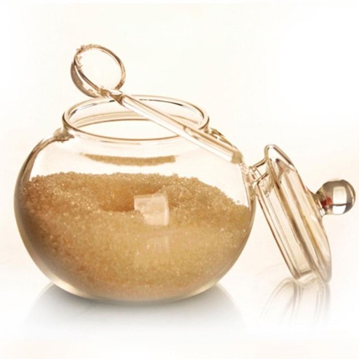 Azucarero de cristal con cuchara
