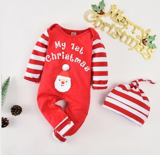 Baby kerst jumpsuit met hoed T2672