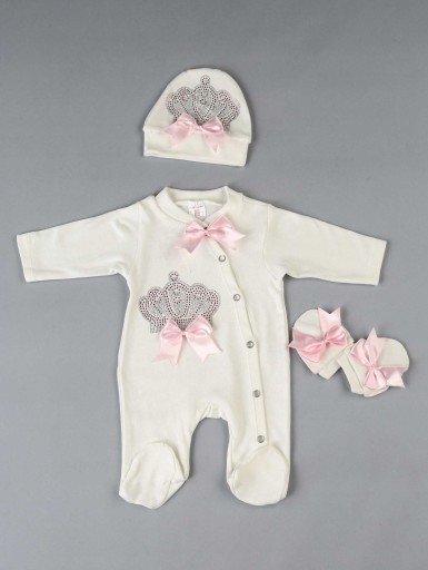 Baby-Overall für Mädchen mit Mütze und Handschuhe T2731