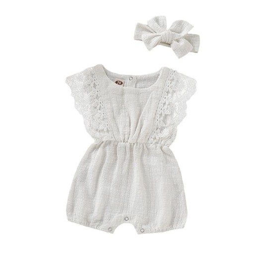 Baby-Overall für Mädchen mit Stirnband T2585