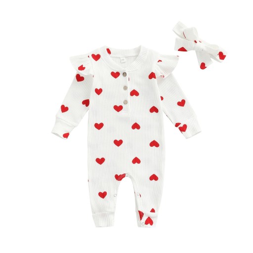 Babymeisjes jumpsuit met hoofdband T2634