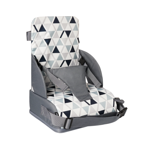 Babysæde 43 x 25 x 30 cm PU rejsesæde med trekantmønster Stropper med spænde Køkkenstolssæde