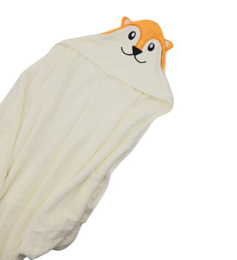 Babysvøb med hætte 80 x 80 cm Blødt fleece babyhåndklæde med rævemotiv Babytæppe til drenge og piger