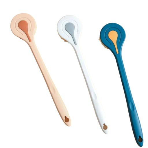Badborste med långt skaft 38 x 7,8 cm mjuk plastborste för rygg och kropp Massageborste för dusch Djuprengöring av huden