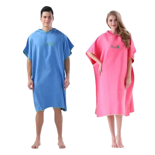 Bademantel mit Kapuze aus Mikrofaser, schnelltrocknend, 109 cm, bequeme Homewear, saugfähiges Material, geeignet für Strand, Wellness, Sauna, Reisen