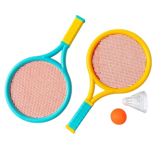 Badmintonmailat 39 cm 2 kpl Muovisetti lapsille ja vanhemmille Pehmeä reuna Liukumaton kahva Kestävä verkkokabel Raketit