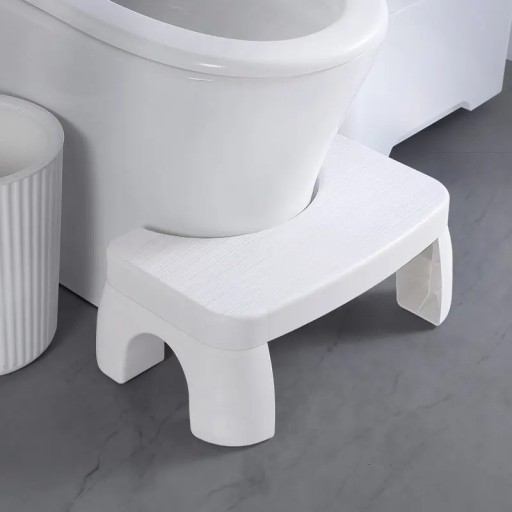 Bærbar afrundet toilettrin Slimfri plastik toiletfodstøtte Holdbar toiletpiedestal Toiletfodskammel Buet toiletskammel 39 x 22 x ​​17 cm