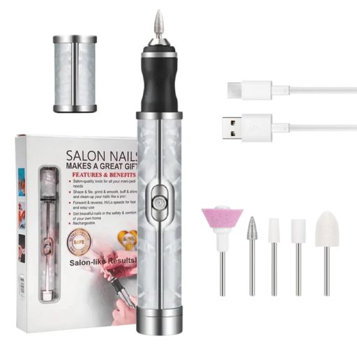 Bærbar elektrisk negleborem 4 hastigheder USB opladningssæt til professionel manicure pedicure polering og eksfoliering af negle