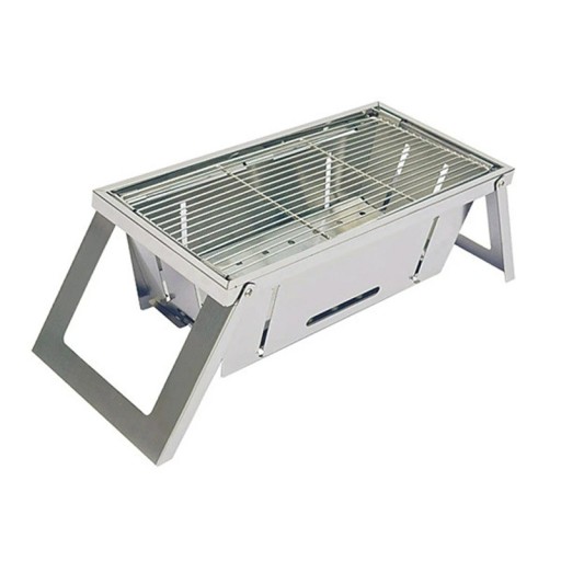 Bærbar, foldbar kulgrill i rustfrit stål 57,5 x 21,5 x 17 cm Kompakt og holdbar grill til brug i hjemmet og udendørs