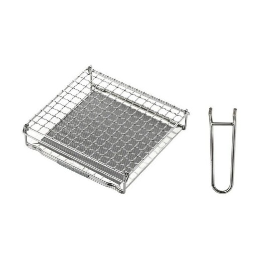 Bærbar gasgrill 16,5 x 16 x 4 cm Rustfrit stål med håndtag Camping mini grill Udendørs bordgrill til rejser picnic Sølv