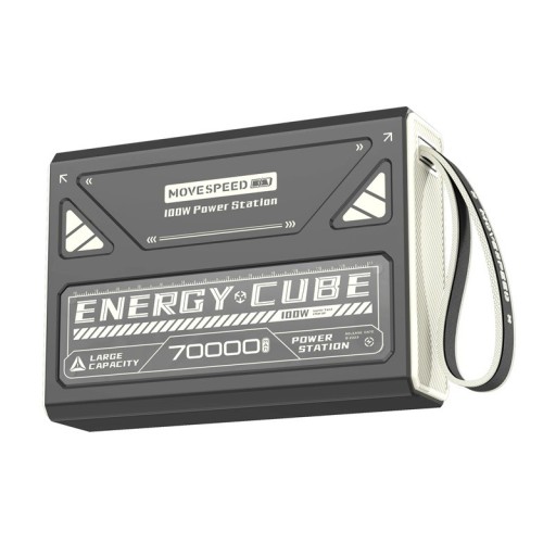 Bærbar powerbank Hurtig opladning 140 W 70000 mAh Digital skærm Håndledsrem Grå Til rejser camping og arbejde i felten