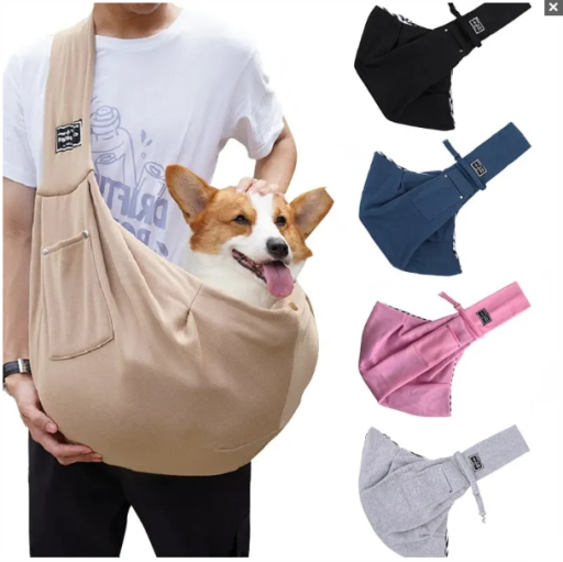 Bærbar taske til hunde over skulderen 75 x 65 cm Komfortabel taske til luftning og rejser Husdyr op til 7,5 kg Ydre lomme Justerbar rem
