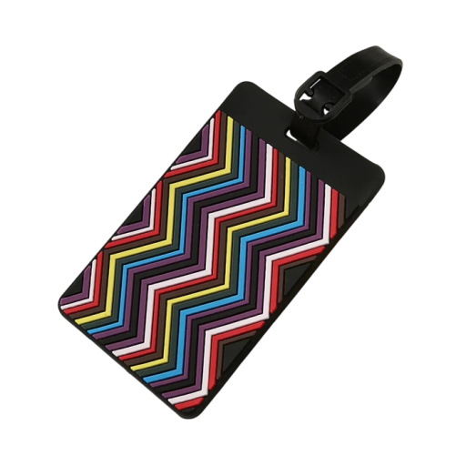 Bagageetikett med färgglad zigzagdesign 10,5×6,5 cm silikonidentifieringsetikett för bagage