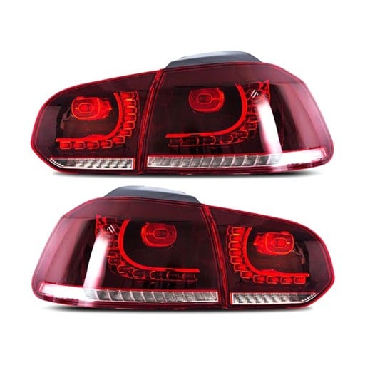 Bageste LED lygter VW Golf 6 R20 venstre og højre sæt af fire dele plast ABS flere farvevarianter direkte tilslutning uden ændringer årgang 2008 til 2013