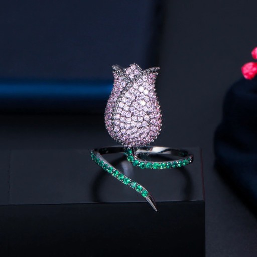 Bague femme avec fleur D2993