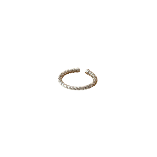 Bague ouverte réglable pour femmes Taille universelle Design tressé gravé Motif de deux cordes Bijou minimaliste délicat