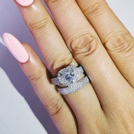 Bague pour femme avec cœur 2 pcs