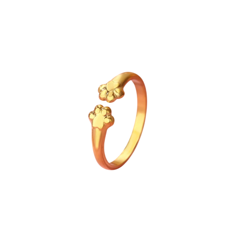Bague pour femme en acier inoxydable Couleur or Design ouvert ajustable Motif de pattes de chat Bijou animal mignon pour les amoureux des animaux