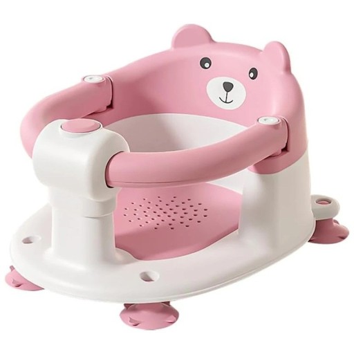 Baignoire pour enfants avec motif de petit ours et support avec ventouses en plastique PP pour le bain des enfants