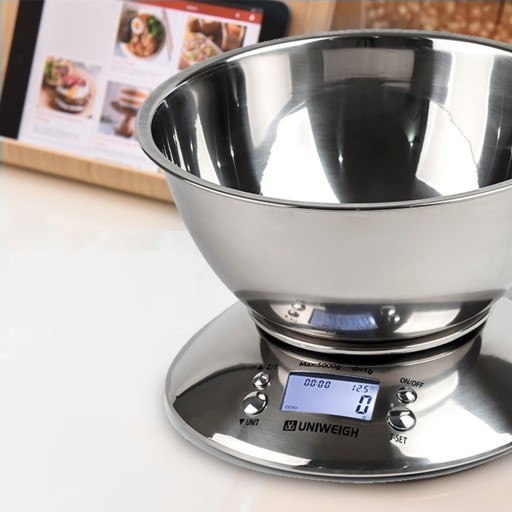Balance de cuisine avec bol en acier inoxydable