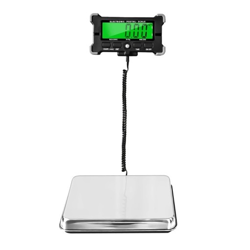Balanza digital hasta 120 kg precisión 0,05 kg Pantalla LCD retroiluminada externa en cable Superficie de acero inoxidable Alimentación USB o 3× AAA