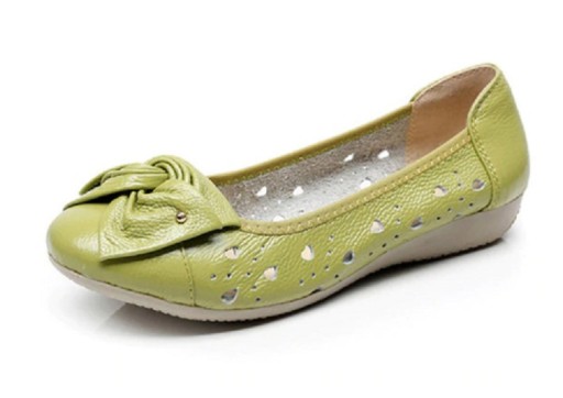 Ballerines en cuir pour femmes avec nœud et cœurs J2376
