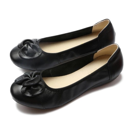 Ballerines en cuir pour femmes avec nœud J2819