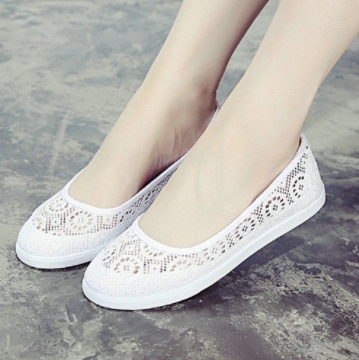Ballerines en dentelle pour femmes - Blanches